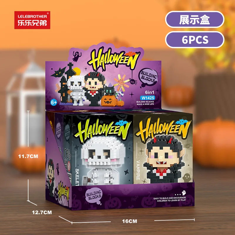 Mini Halloween Building Blocks Pumpkin Man Joker Ghost Demon Witch Vampire Castle Assembly Bricks Model Toys For Kids Gift