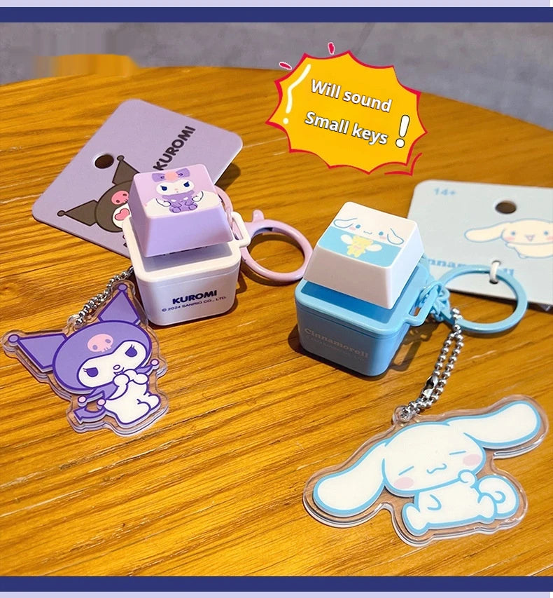 Sanrio Light-Up Sound Button Keychain Pendant - Kuromi, Hello Kitty, Cinnamoroll & More - Kawaii Fidget Bag Accessory