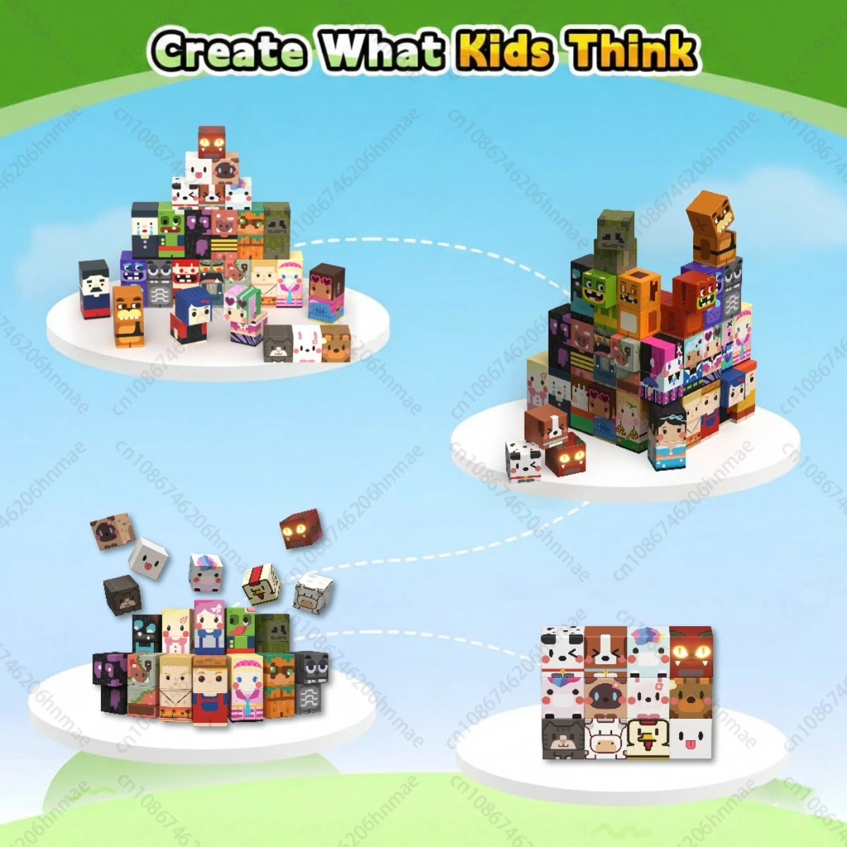 Magnetic Building Blocks Mine World Character People Animal Brick Cube STEM Educational Family Toy Gift for Boys Girls Children