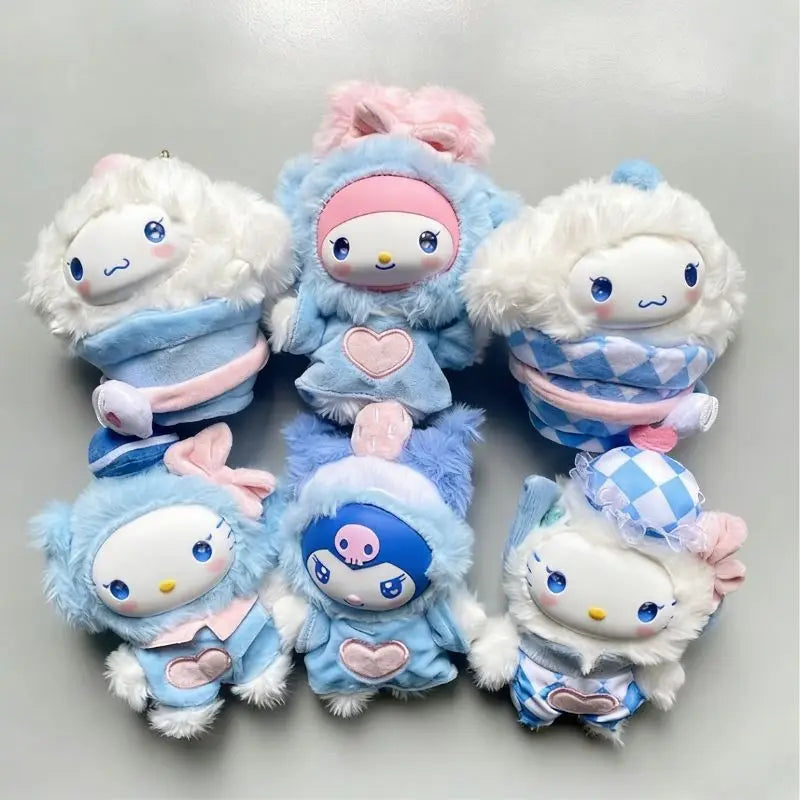 Sanrio Family Fox Island & Blue Flutter Series Vinyl Plush Blind Box Cute Cartoon Hello Kitty Kuromi Pendants Girl Bag Toy Gifts