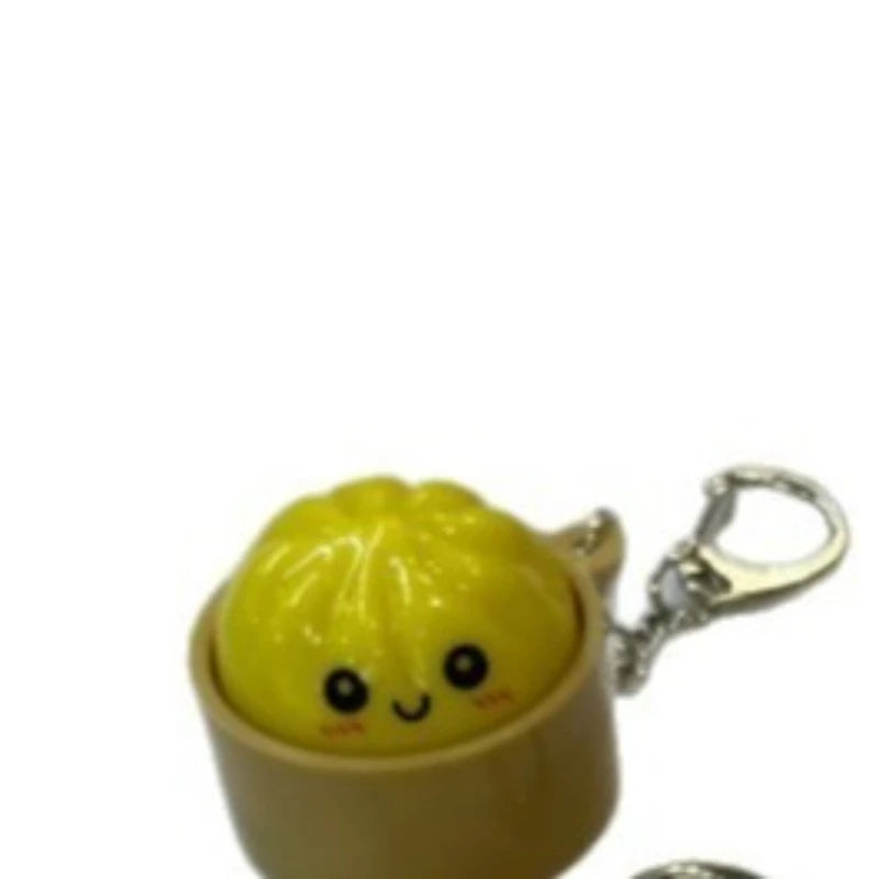 Kawaii Dumpling Light-Up Keychain - Squishy Bao Night Light Silicone Backpack Charm for Teens & Gift Decor