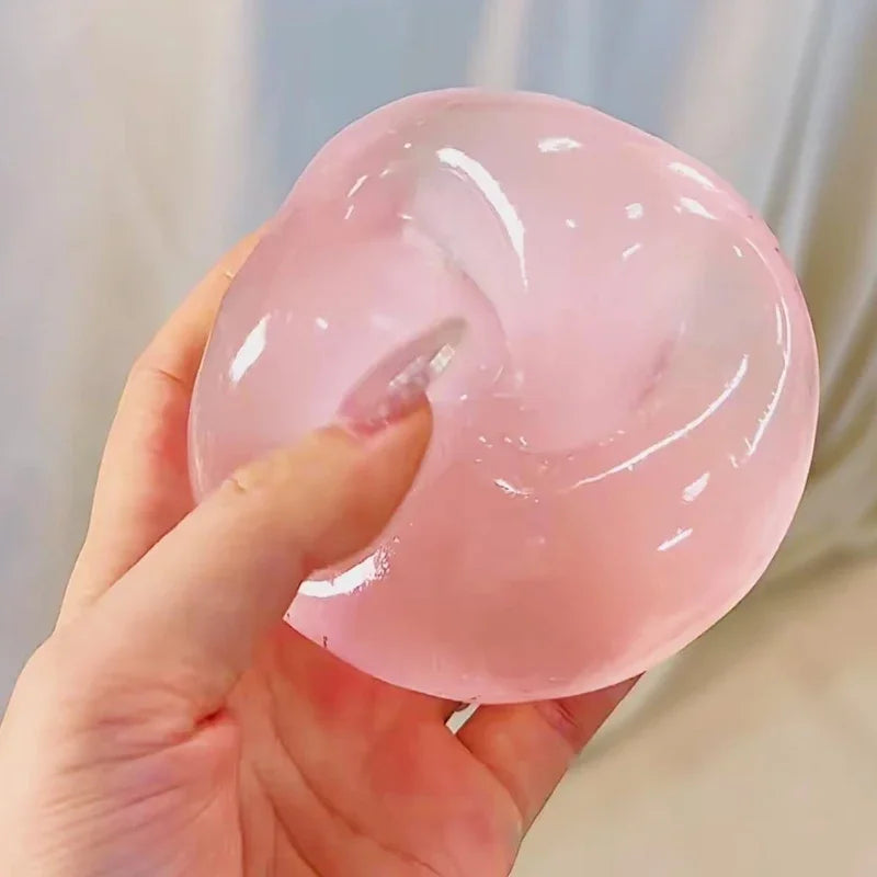 Sakura Pink Coconut Oil Squishy Ball Handmade Clear Maltose Squishy Stress Relief Toy Home Decor Soft Simulated Transparent Ball