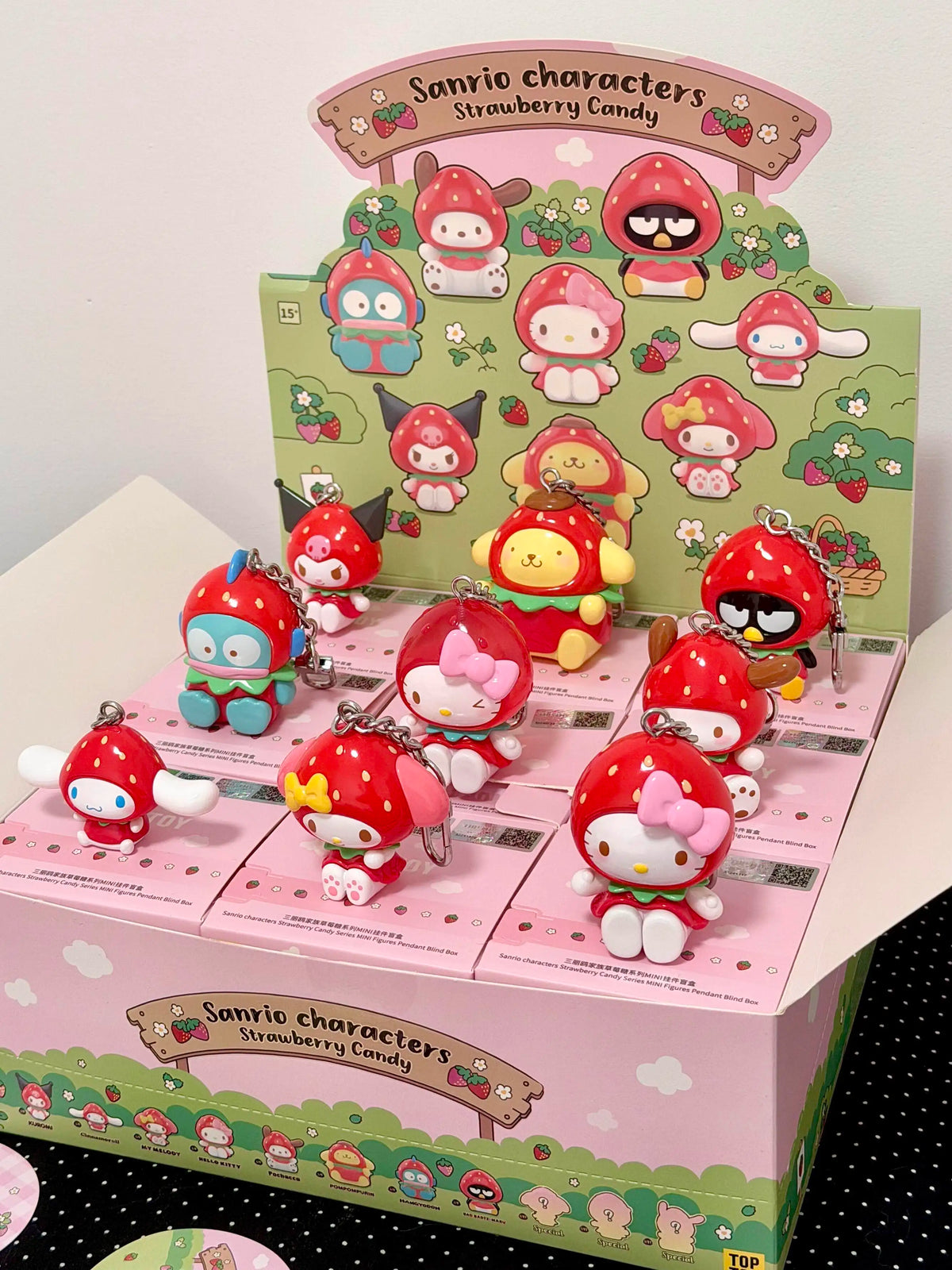 Sanrio Strawberry Sugar Mini Blind Box – Kawaii PVC Figurine Keychain & Bag Pendant