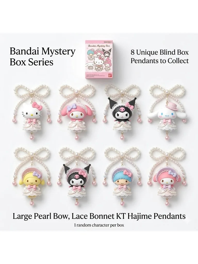 Sanrio Pearl Bow Bonnet Keychain – Hello Kitty & Cinnamoroll Mystery Blind Box Pendant