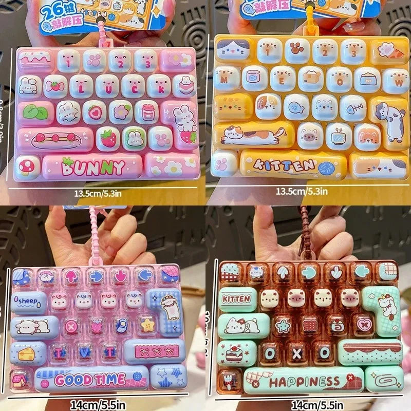 Mini Keyboard Keycap Clicker Keychain – 26-Key Giant Keycap Fidget Toy | Cute Bag Charm & Gift