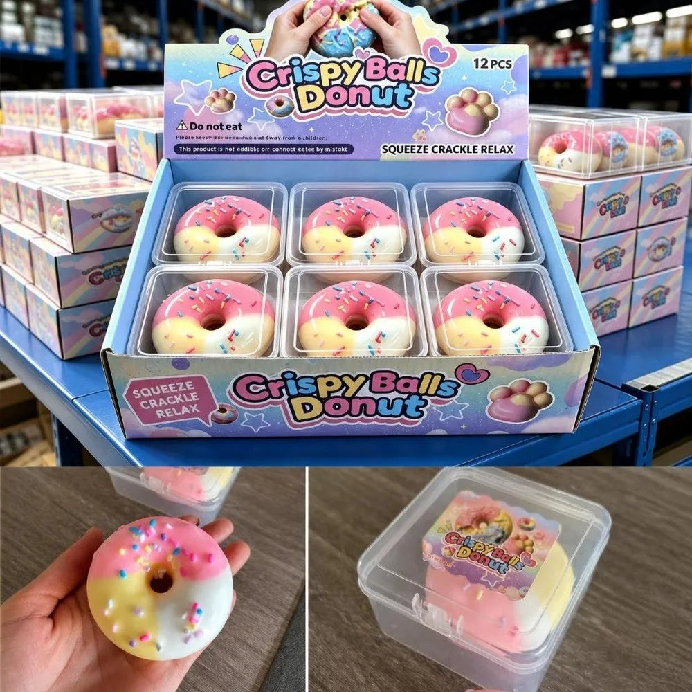Chocolate Wax Cracking Squeeze Toy Cat Paw Donut Crunchy Sound Ball Crispy Feel Crackable Texture Sensory Squeeze Toy