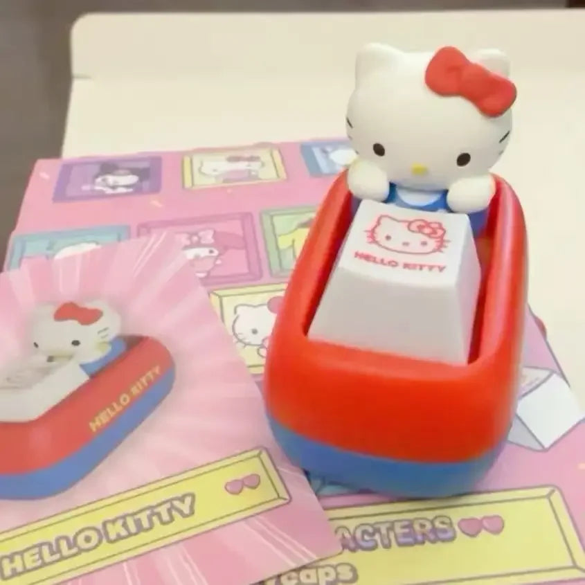 Hello Kitty Sanrio Voice Button Keyring - KT Cat Keycap Squishy Stress Relief Toy - Kawaii Desk Decor & Birthday Gift