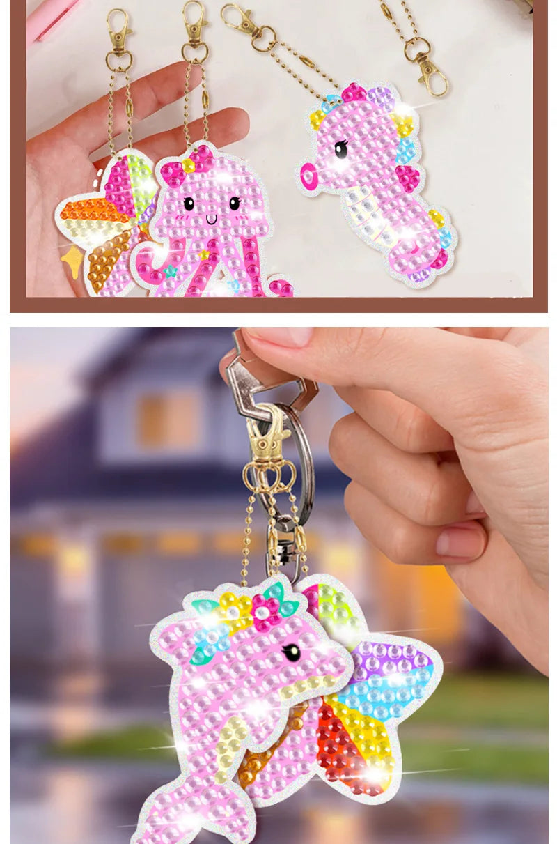 Sanrio Diamond Painting Keychain Kit – 15-Piece DIY Rhinestone Art Set for Kids