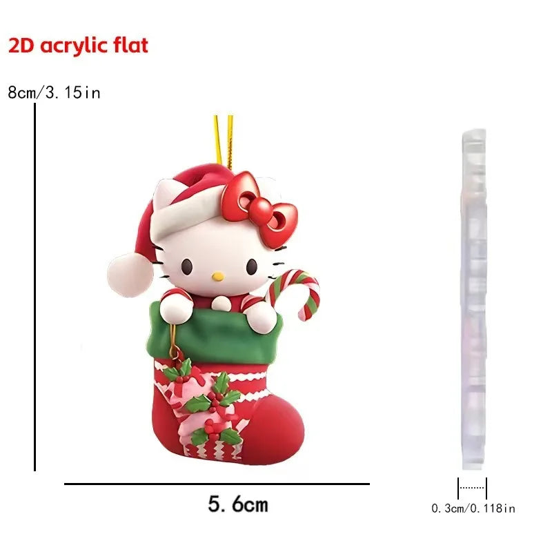 🎄 Kawaii Character Christmas Stocking Ornament 🎀 | Flat Hanging Decoration ✨