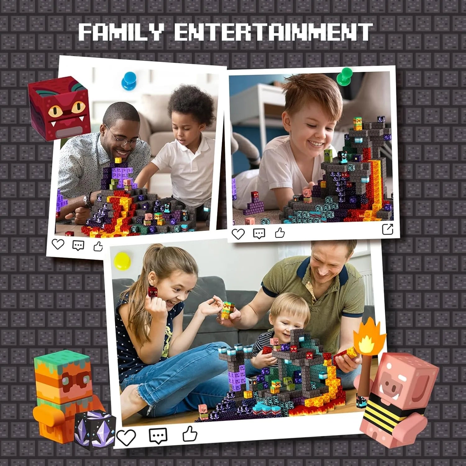Magnetic Building Blocks Mine World Magnetic Construction Brick Cube STEM Education Sensory Toy Set Gift for Boy Girl Children