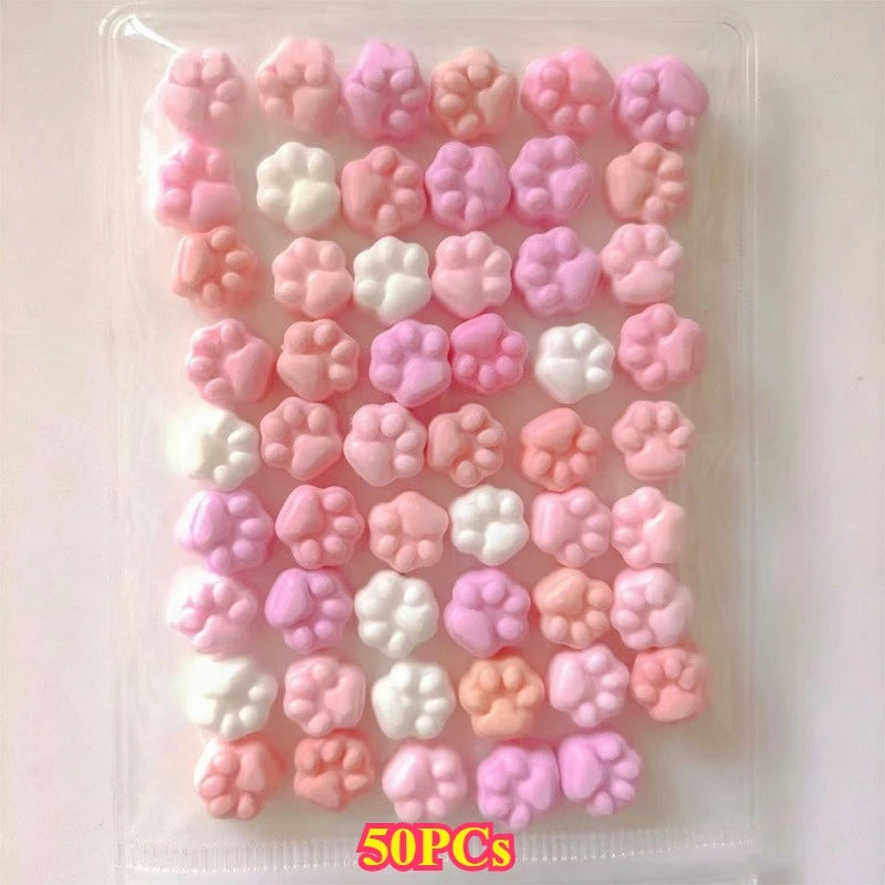 50/100pcs Mini Cat's Paw Squishy Toy Silicone Cute Soft Colorful Cat Paw Mochi Stress Relief Squishy Fidget Toy