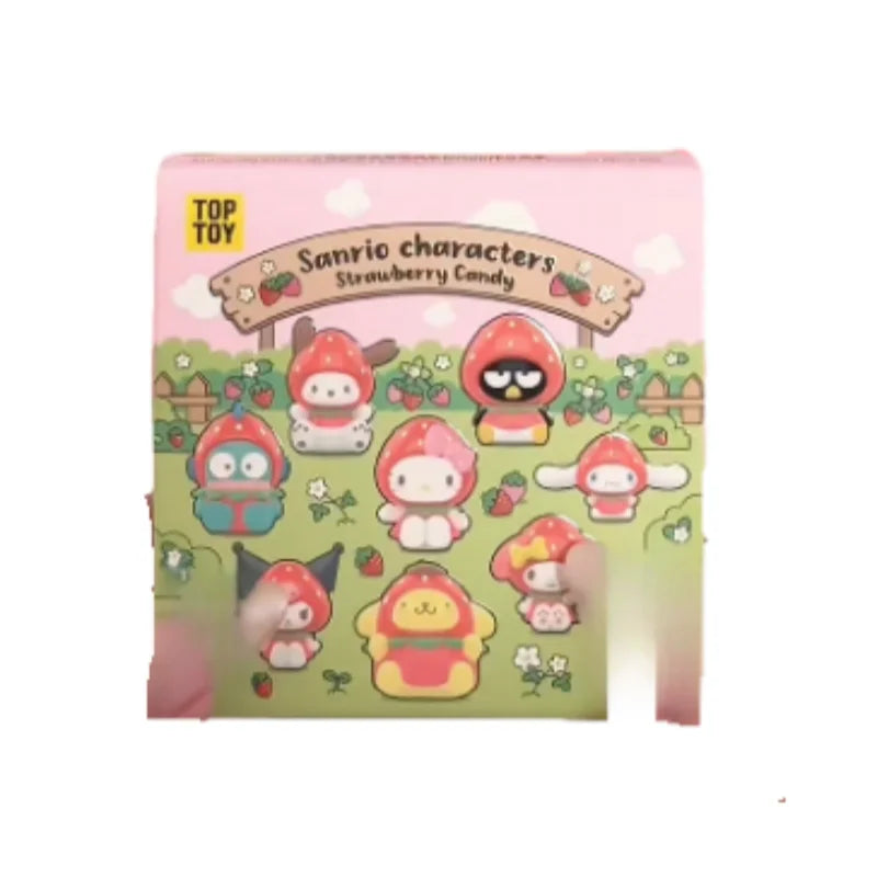 Genuine Sanrio Cute Strawberry Sugar Mini Series Pvc Blind Box Cartoon Anime Figurine Keychain Bag Pendant Collect Decor Gifts