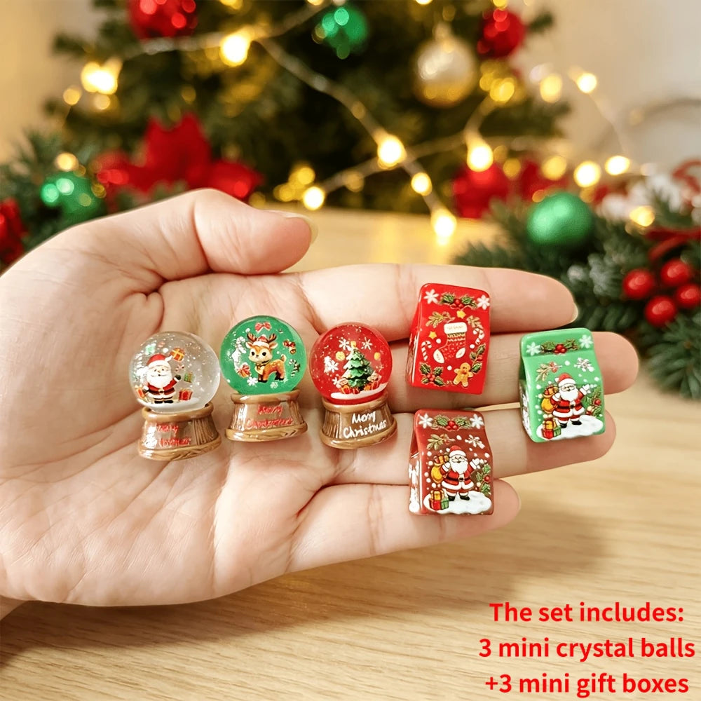 Mini Christmas Resin Figurine Set, 6 Pieces 🎄🎁❄️