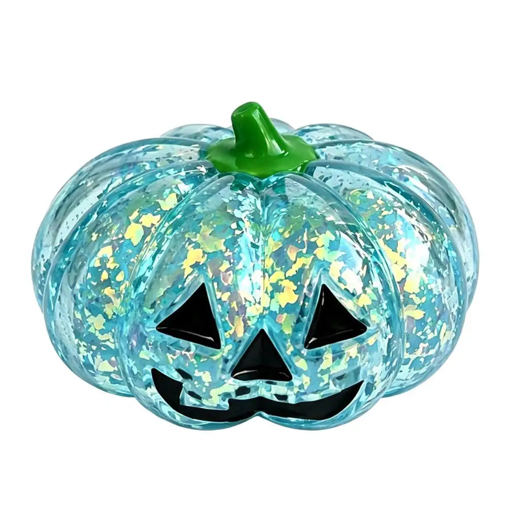 Halloween Shiny Pumpkin Man Squishy Squeeze Toy - Crystal Clear TPR Slow Rise Stress Relief - Party Gift & Desk Decor