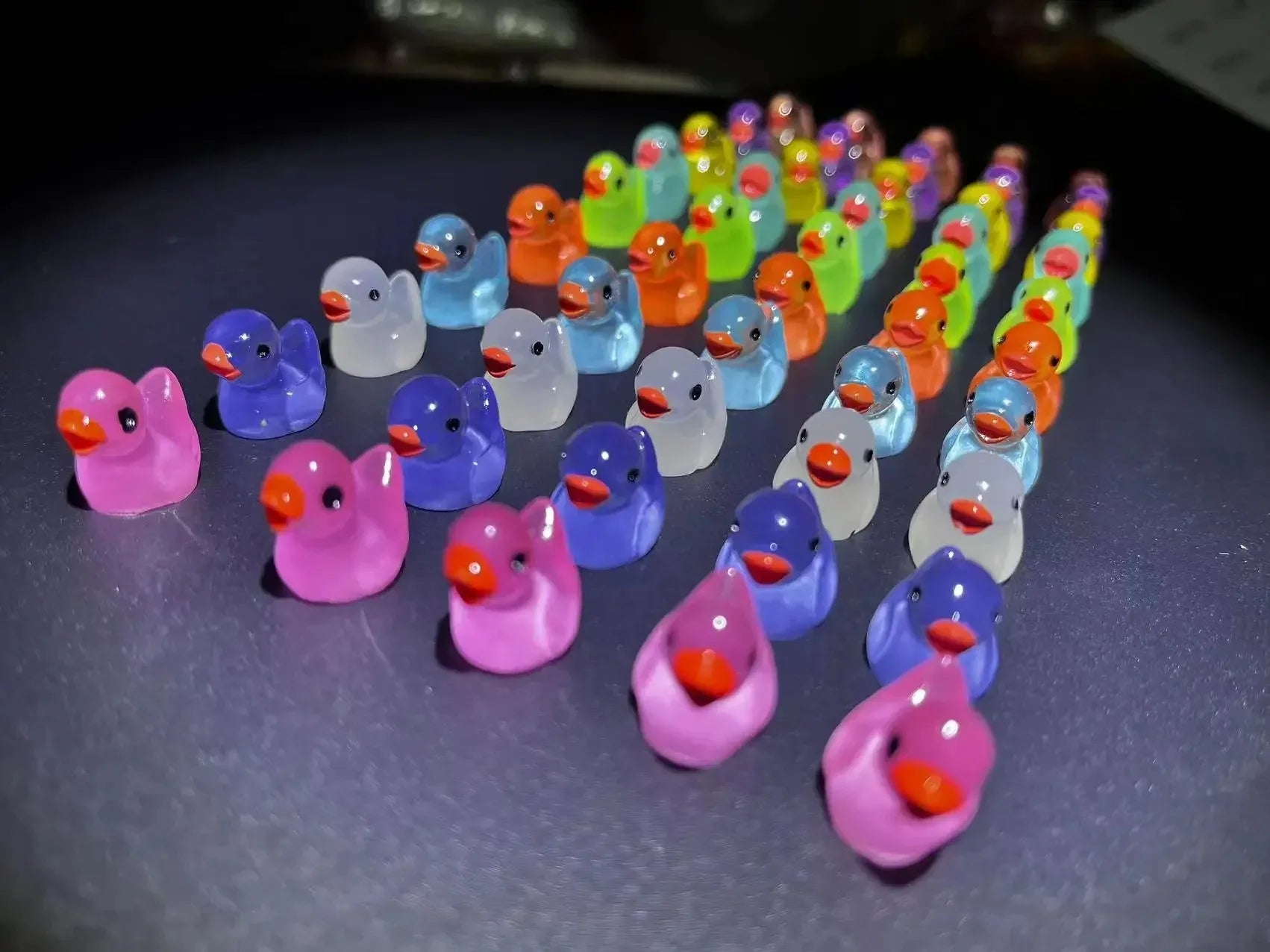 50PCS Glowing Mini Resin Little Ducks Moss Microlandscape Miniature Duck Figurines Fairy Garden Accessories Home Decor