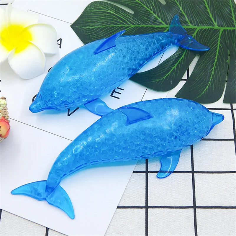 Squishy Shark & Dolphin Squeeze Toys - Soft Stretchy Sea Animal Fidget Toys for Kids & Adults