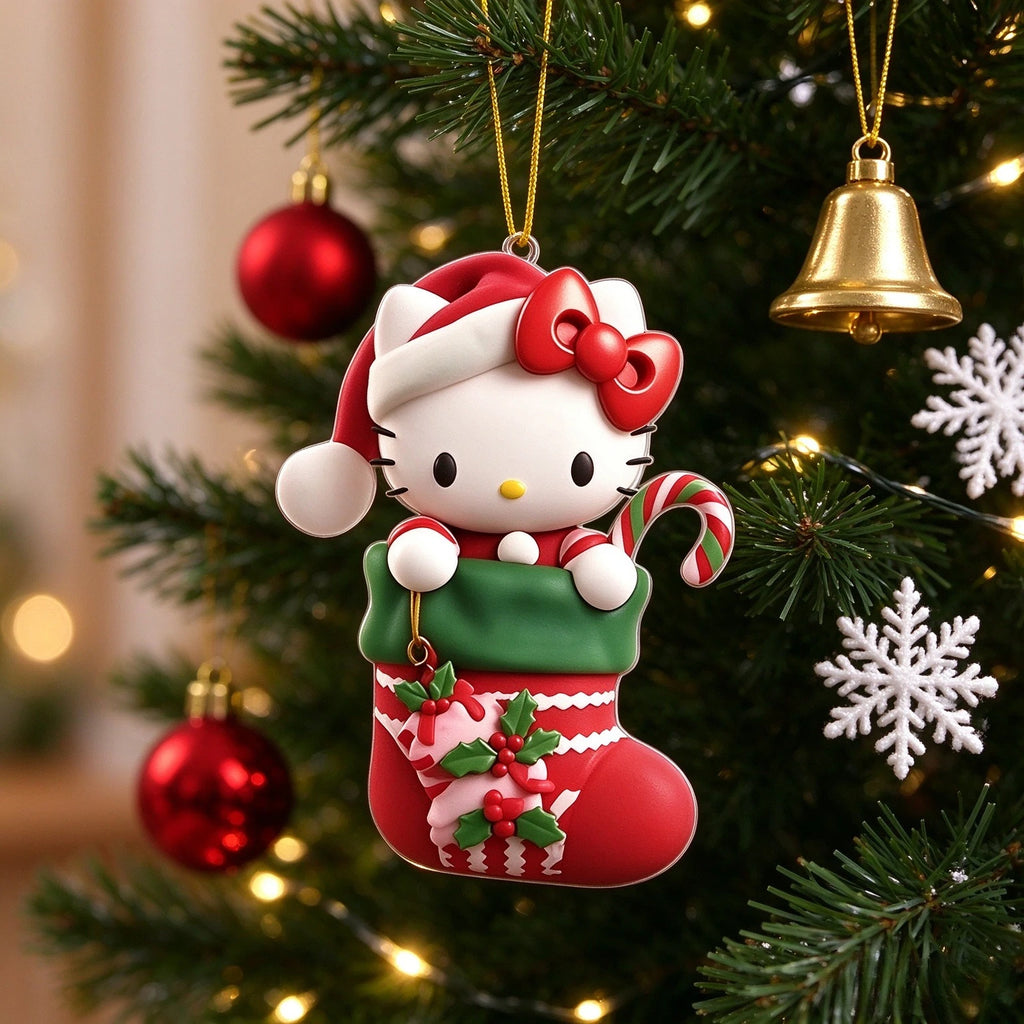🎄 Kawaii Character Christmas Stocking Ornament 🎀 | Flat Hanging Decoration ✨