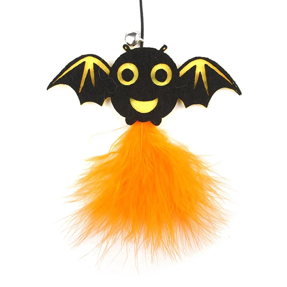 Halloween Cat Toys Interactive Wire Teasing Cat Bat Pumpkin Spider Stick Supplies Pet Toy Fun Pet Toy Pole