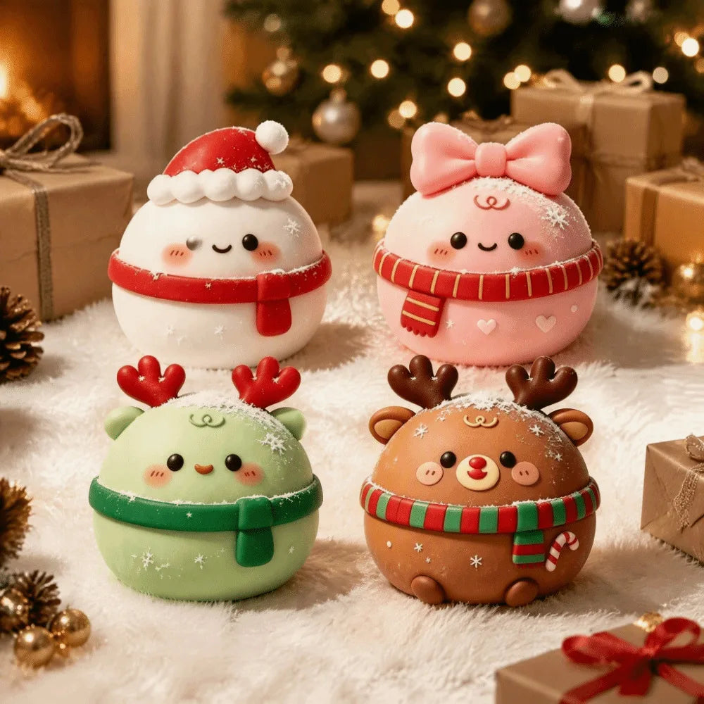 🎄 Christmas Mochi Squishy Friend 🥟 | Cute Scarf & Holiday Details 🎀✨