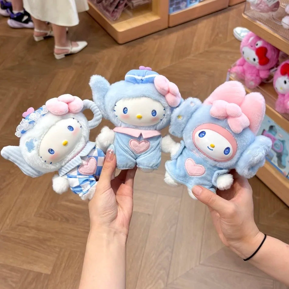 Sanrio Family Fox Island & Blue Flutter Series Vinyl Plush Blind Box Cute Cartoon Hello Kitty Kuromi Pendants Girl Bag Toy Gifts