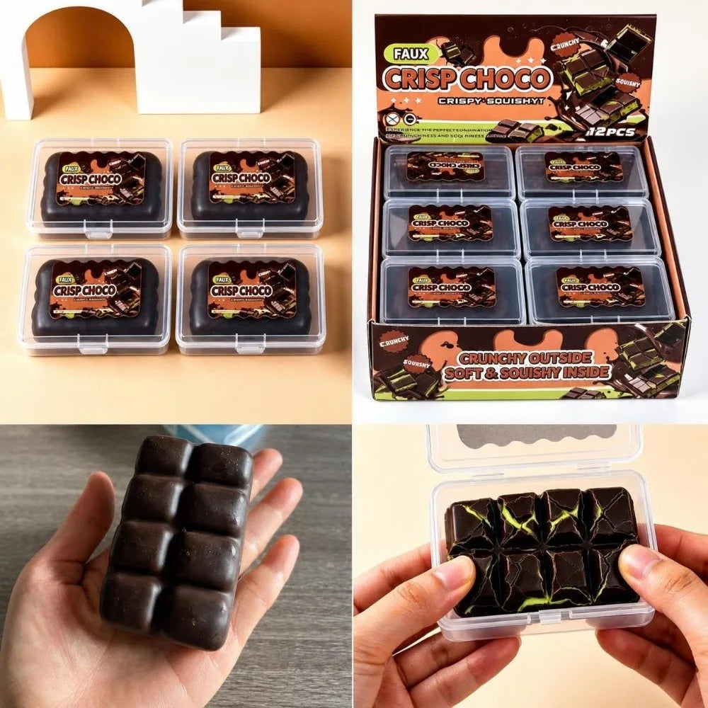 Chocolate Wax Cracking Squeeze Toy Cat Paw Donut Crunchy Sound Ball Crispy Feel Crackable Texture Sensory Squeeze Toy
