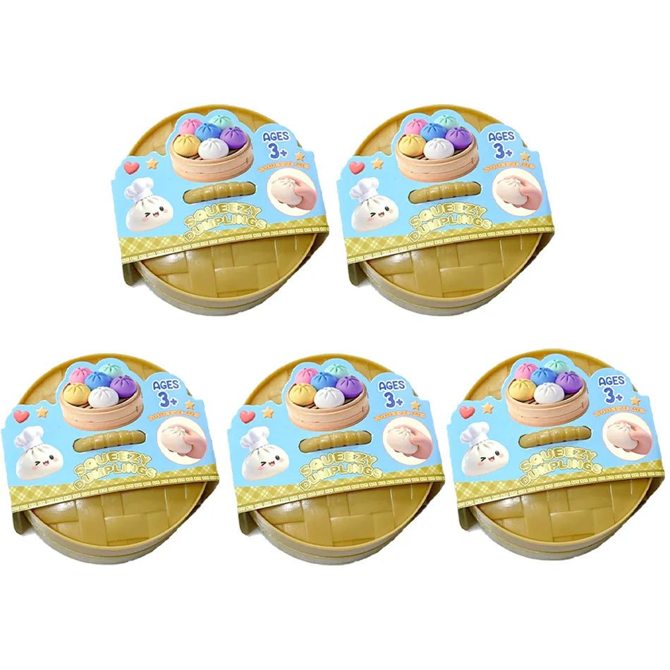 Colorful 6 Styles Glitter Dumpling Glitter Dumpling Squishy with Box Dumplings Sensory Squeeze Toy for Stress Relief Toys