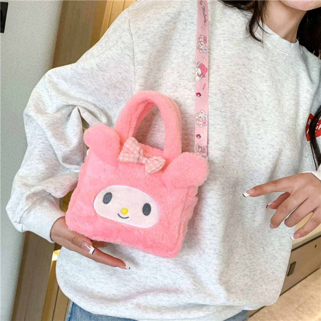 Sanrio Mini Plush Backpack & Cosmetic Bag – Kuromi, Cinnamoroll, My Melody & Hello Kitty | Kawaii Gift