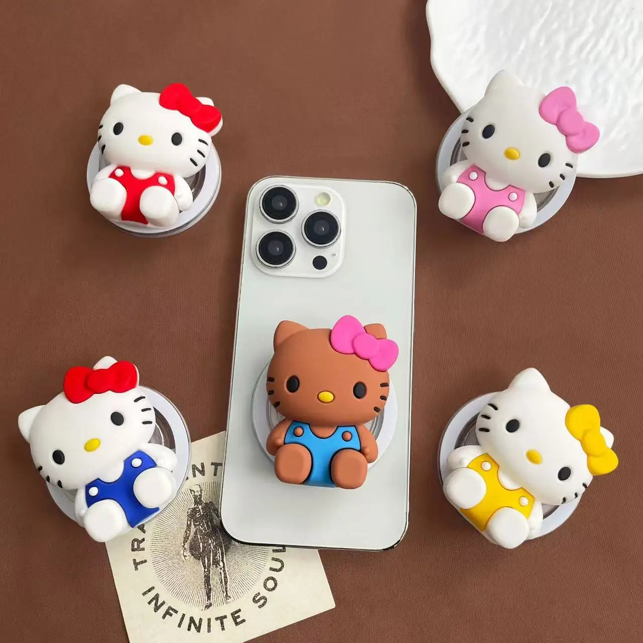 Sanrio Hello Kitty 3D MagSafe Phone Grip Tok - Foldable Silicone Stand for iPhone - Kawaii Cartoon Holder