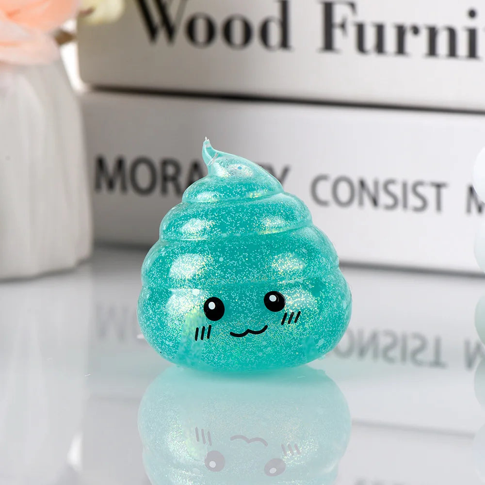 Novelty Squishy Poo Stress Ball Squishies Toys Glitter Funny Stretch Squeeze Fidget Toys for Kids Adults Fool's Day Prank Gift