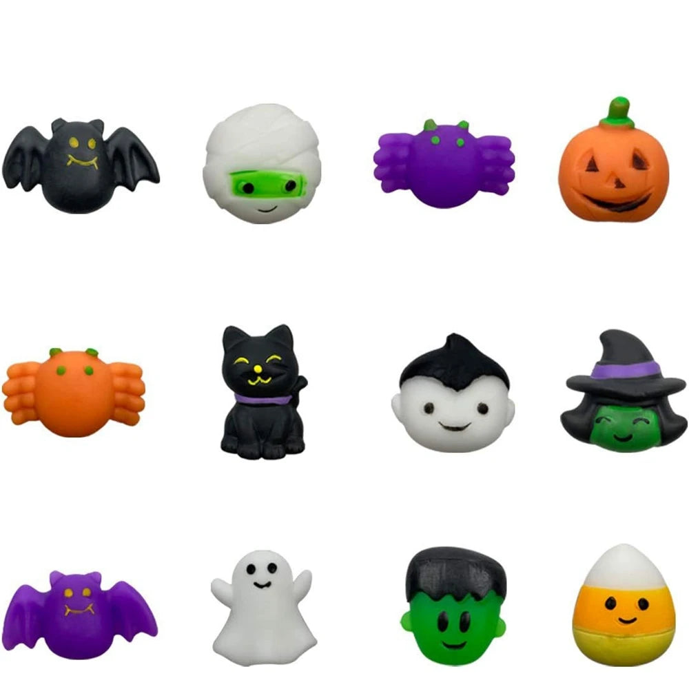 Halloween Mochi Squishy Toys - Ghost, Cat & Pumpkin Squishies for Kids - Stress Relief Party Favors (12, 24, or 36 Pack)