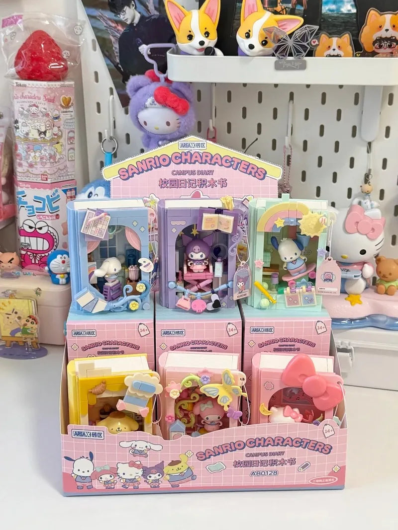 Sanrio Campus Diary Building Block Book – Kuromi, Hello Kitty & Friends Blind Box Desk Decoration