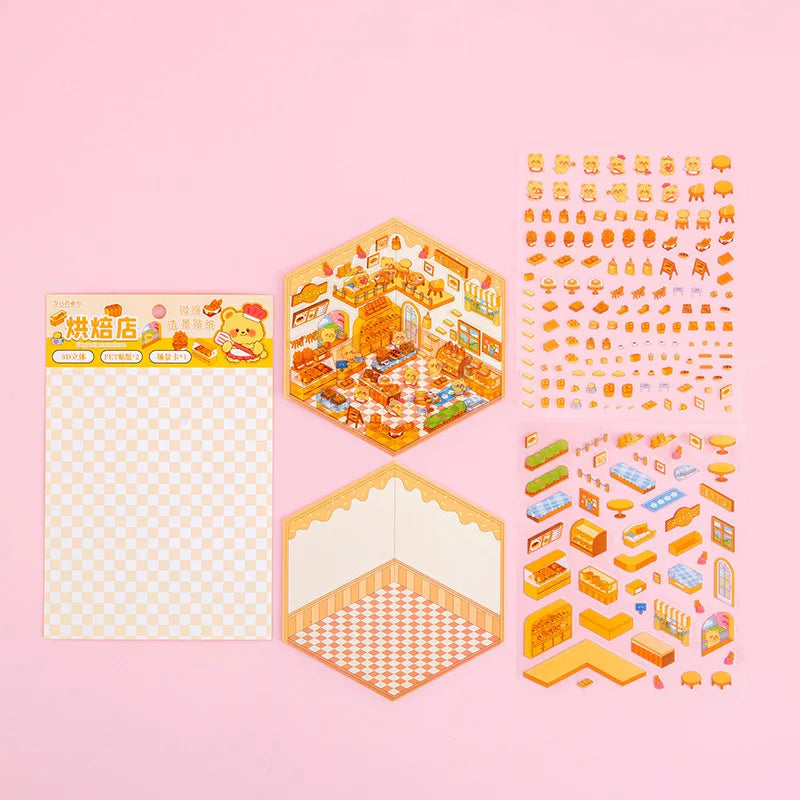 DIY 3D Kawaii Sticker Scene Kit – Cute Mini House Craft Activity for Kids & Adults | Holiday & Party Favor