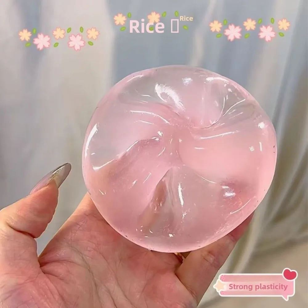 Transparent Squishy Fidget Toy – Slow-Rise Soft Sensory Squeeze Toy in Blue & Pink