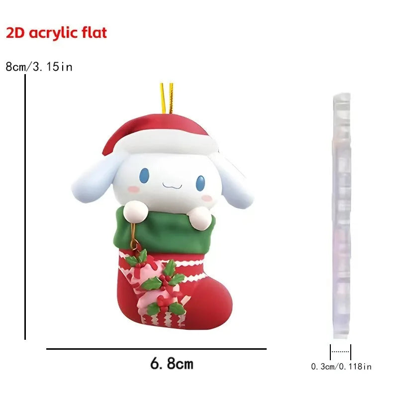 🎄 Kawaii Character Christmas Stocking Ornament 🎀 | Flat Hanging Decoration ✨