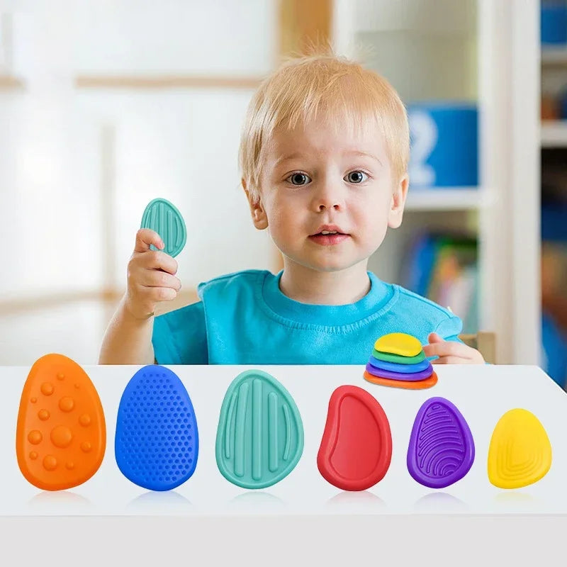 Silicone Stone Fidget Toys 6 Pack – Textured Sensory Squeeze Toys for Kids & Adults