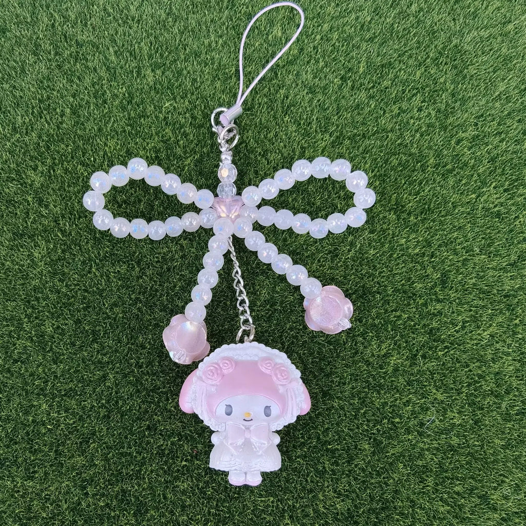 Sanrio Pearl Bow Bonnet Keychain – Hello Kitty & Cinnamoroll Mystery Blind Box Pendant
