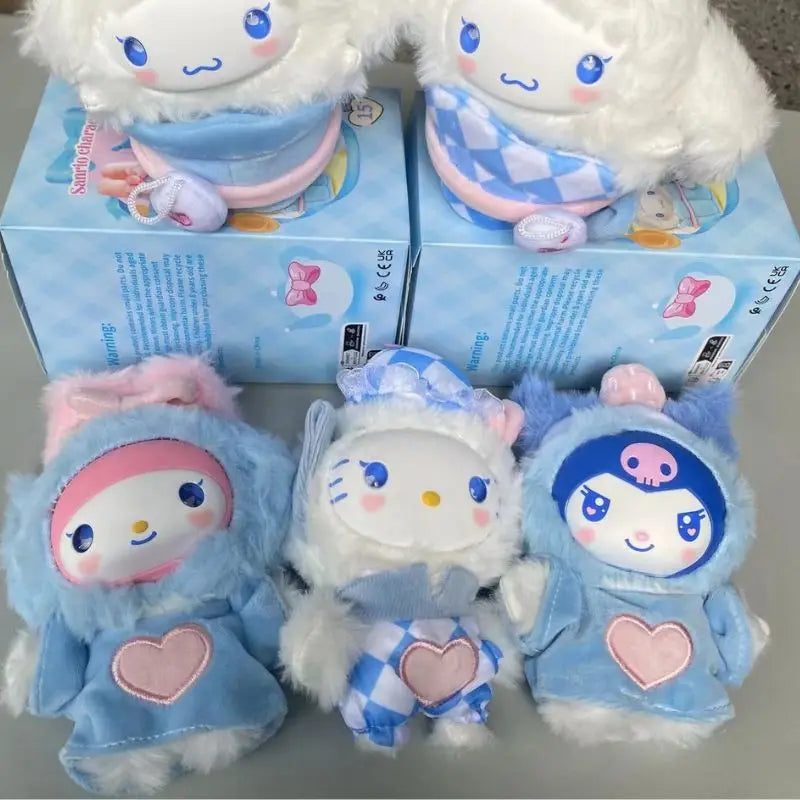 Sanrio Family Fox Island & Blue Flutter Series Vinyl Plush Blind Box Cute Cartoon Hello Kitty Kuromi Pendants Girl Bag Toy Gifts