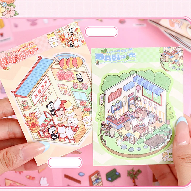 Mini Scenery Sticker Collection – 3D Cartoon Scene Stickers for Collage, Journaling & Room Decor