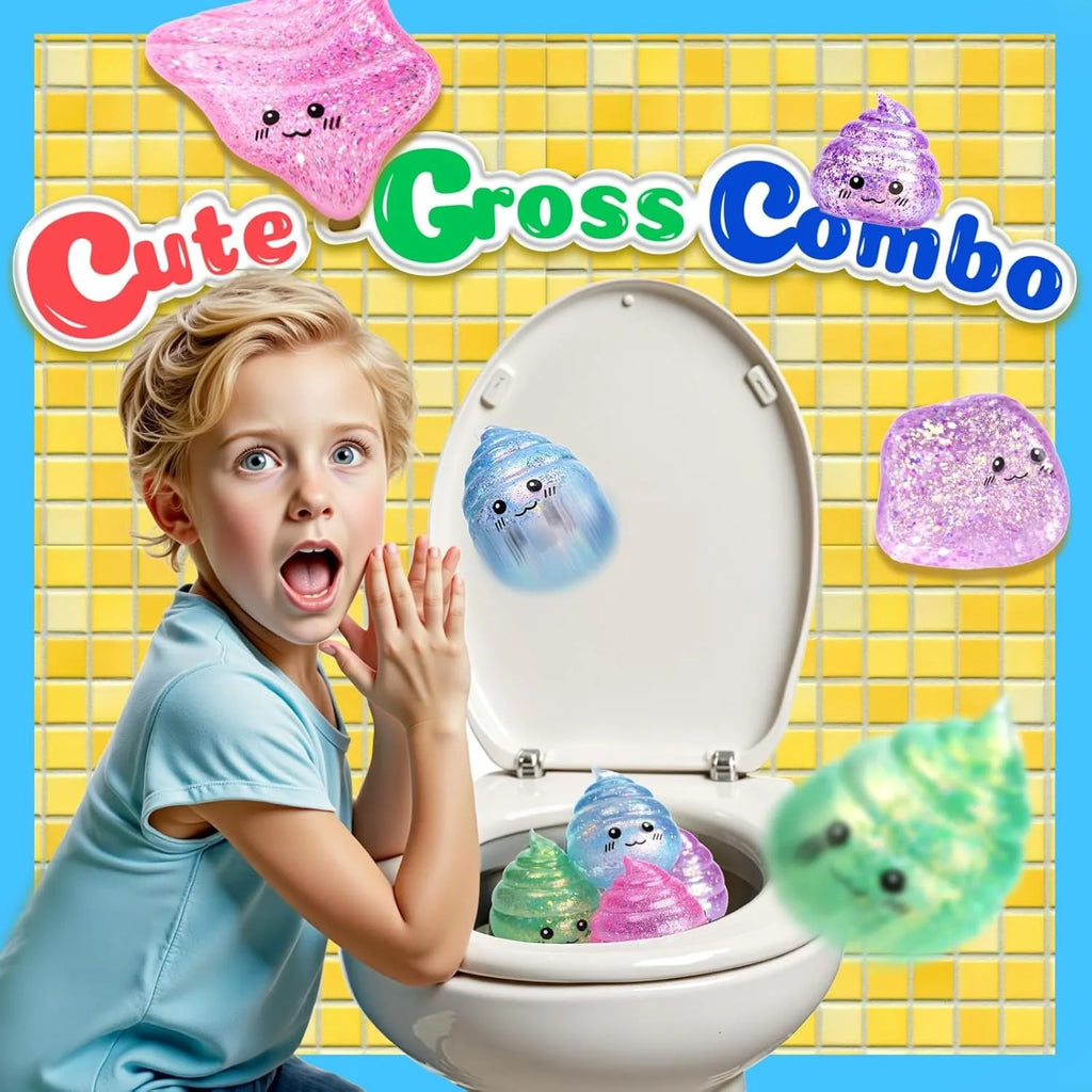 Glitter Poo Squishy Fidget Toy – Funny Stretchy Squeeze Toy for Kids & Adults – Prank & Novelty Gift