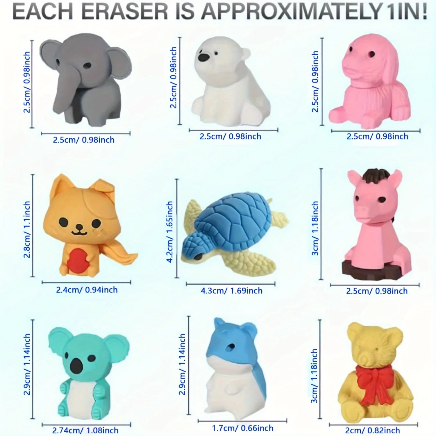 30 Random Cute Animal Erasers, Colorful Mini Erasers, Student Desktop Stationery Supplies, Party Gifts, School Gift Supplies