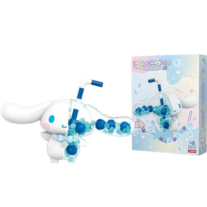Sanrio Building Blocks Hello Kitty My Melody Cinnamoroll Kuromi Action Figurine Model Puzzle Assembly Toys Kids Birthday Gifts