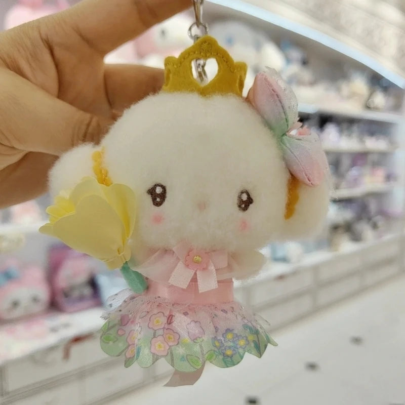 Sanrio Blossom Crown Plush Keychain – Usahana, Kirimichan, My Melody & Kuromi Fluffy Pendant
