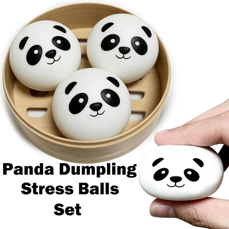 Cute Pig Panda Dumpling Squishies Toy with Steamer, Squishy Dough Ball Party Favor Stress Relief Gift, Kawaii Food Squeeze Toys