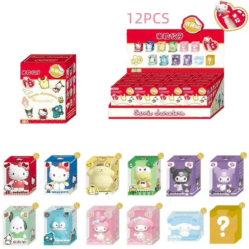 Sanrio Hello Kitty Melody Rice Grain Doll Blind Box Mini Character Cute Anime Action Character Model Children's Toy Gift