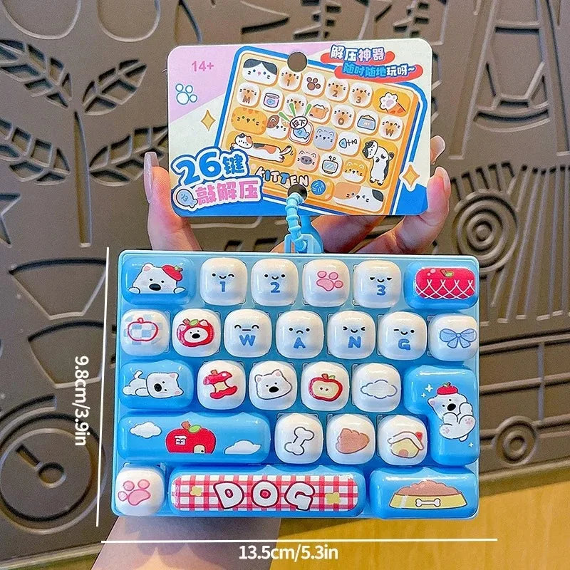 Mini Keyboard Keycap Clicker Keychain – 26-Key Giant Keycap Fidget Toy | Cute Bag Charm & Gift