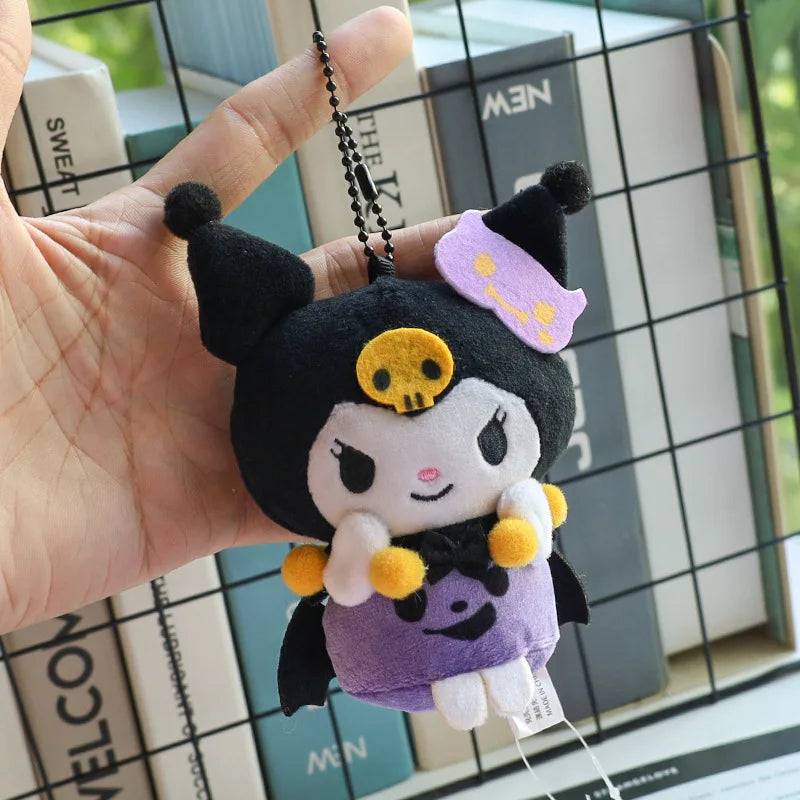 Sanrio Halloween Ghost Plush Keychain - Kawaii Hello Kitty Kuromi Cinnamoroll My Melody Ghost Bag Charm