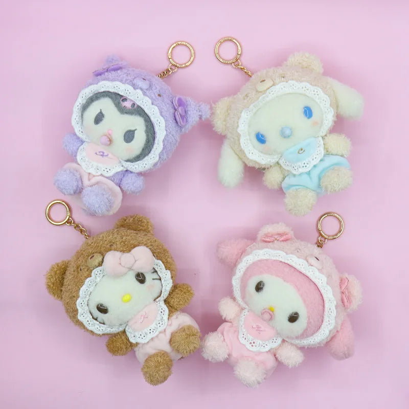 Sanrio Latte Pacifier Plush Keychain – Kuromi, Cinnamoroll, Hello Kitty & My Melody Pendant