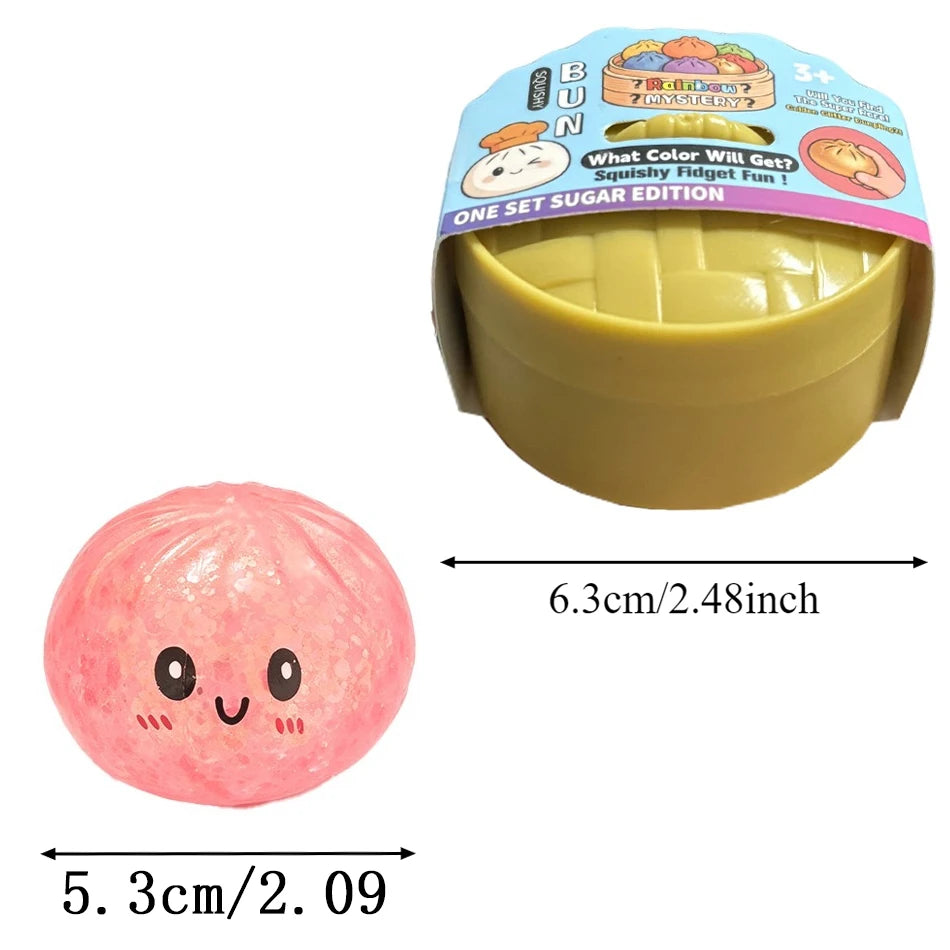 Mini Glitter Dumpling Squishy with Box Dumplings Sensory Steamer Soft Dough Ball for Decompression Fidget Toy Stress Relief Gift