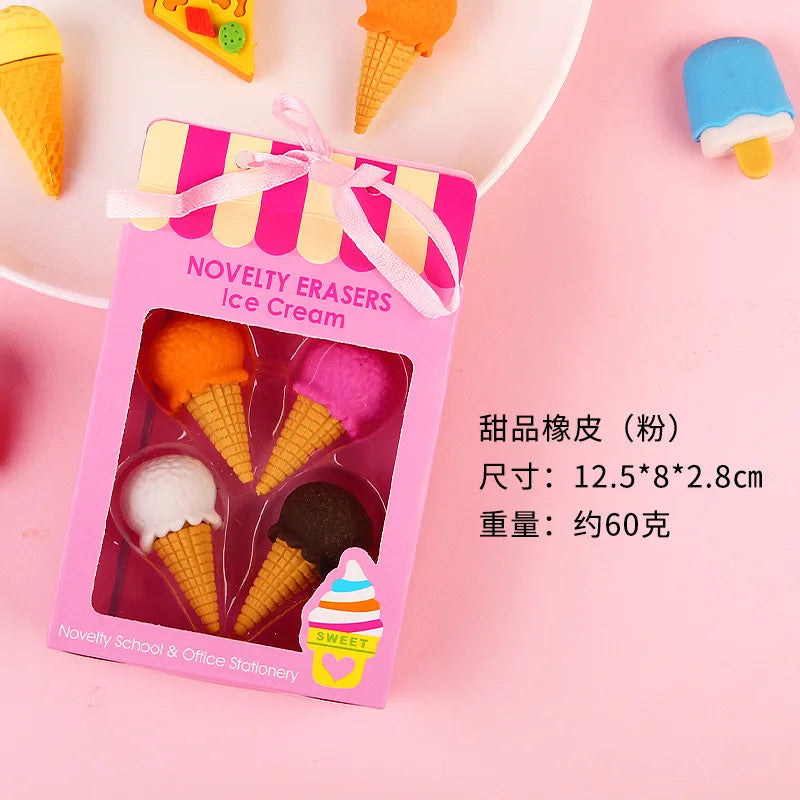 Dessert Cake Set Eraser, Creative Cute Cake Gift Box Pencil Eraser Cute Stationery Cute Eraser Stationery Pencil Eraser for Kids