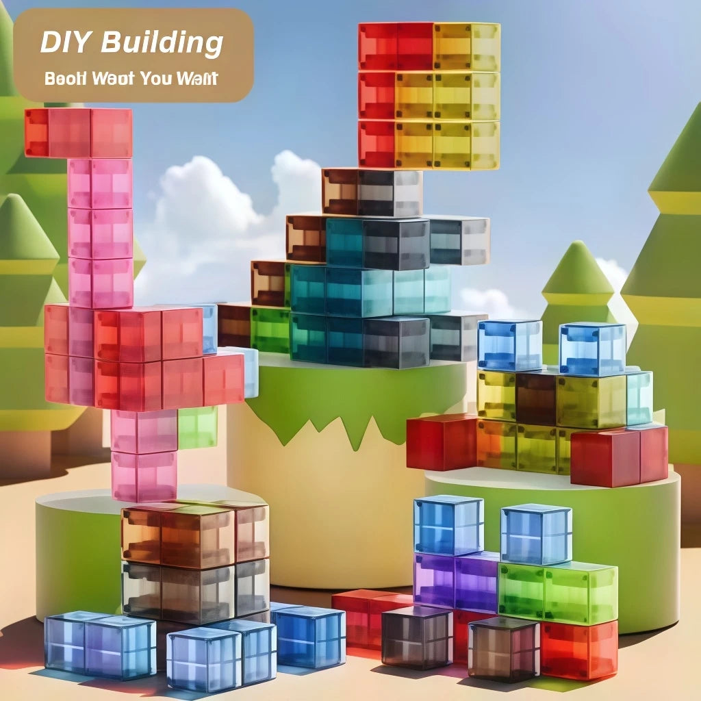 Moc Magnetic Building Blocks Transparent Square Toy Assembly Toy Colorful Cubes Toy for Children Gift DIY toys Construction Toy